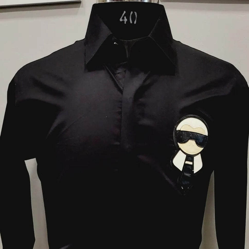 Black Leather Karl Shirt